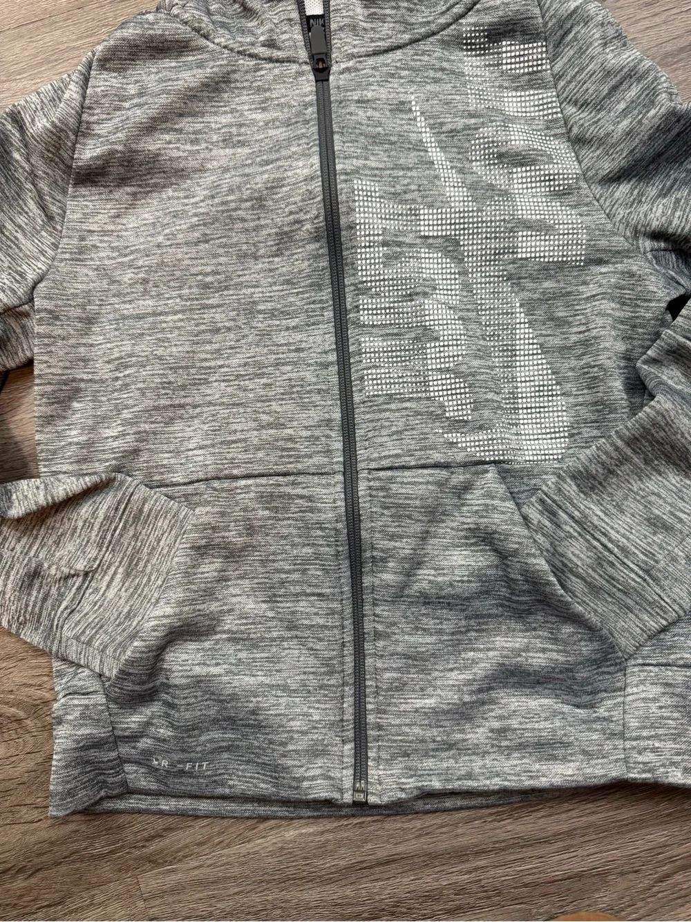 Nike Kids Grey Full-Zip Hooded Sweatshirt